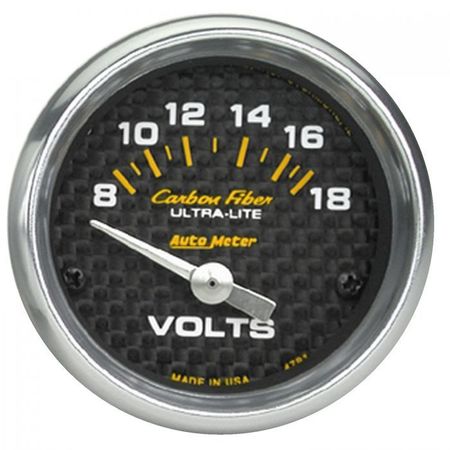 AUTO METER 2IN VOLTMETER, 8-18 VOLTS SSE, CARBON FIBER 4791